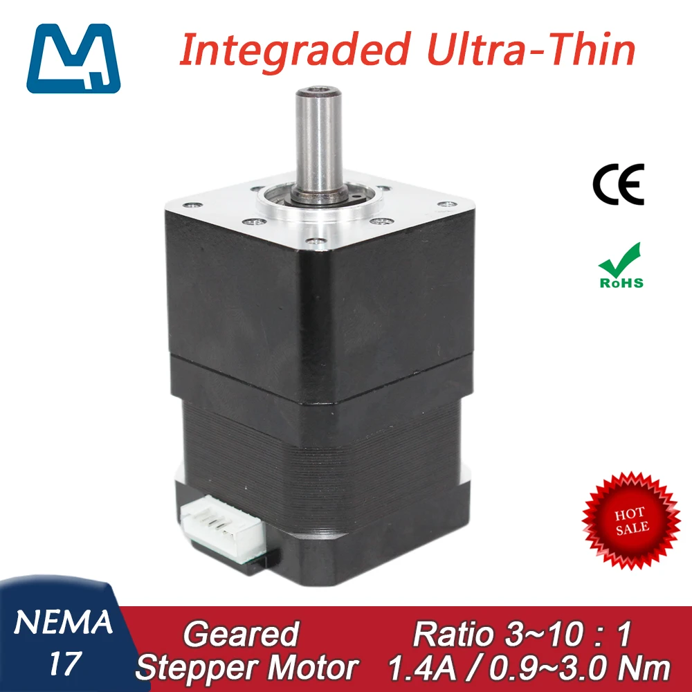 Nema 17 Short Planetary Gearbox Geared Stepper Motor 1.4A Integraded Ultra Thin