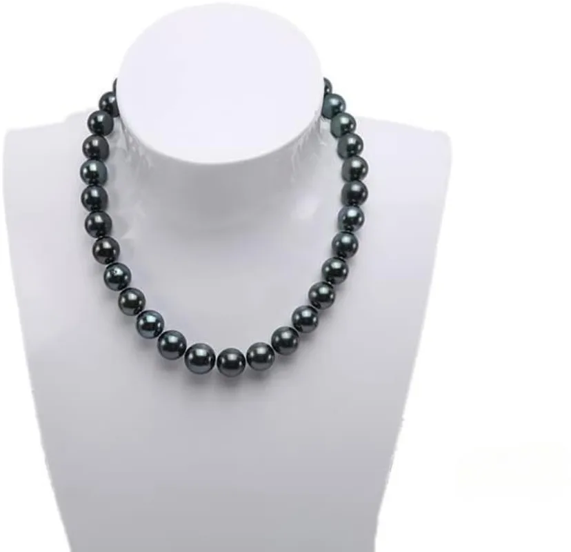 Natural Pearl 12-13mm Round Genuine Black Sea Pearl Necklace 925 Sterling Silver Clasp for Women Jewelry