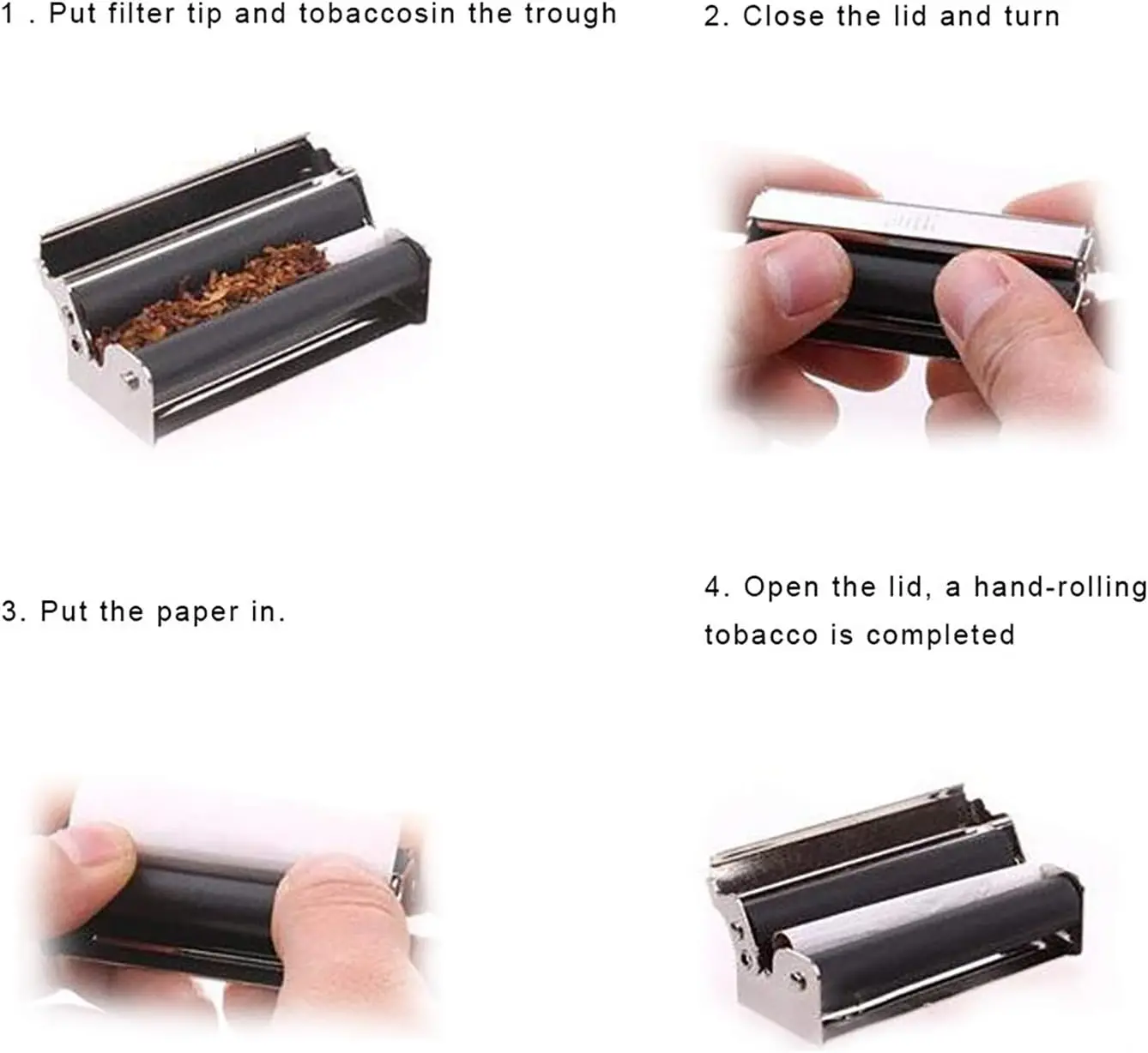 70mm/78mm/110mm Metal Cigarette Maker Rolling Machine Paper Manual Hand Roller With Paper Holder Tobacco Roller