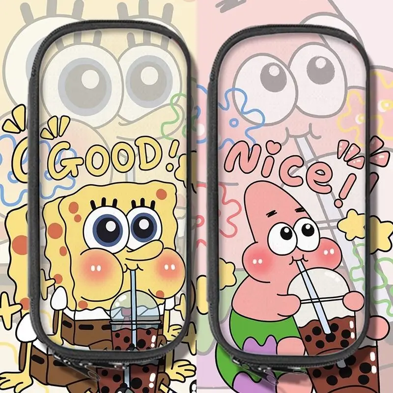 

Spongebob&Patrick Canvas Pencil Case–Large Capacity Stationery Bag for Students,Cute Cartoon Design,Perfect for School&Daily Use