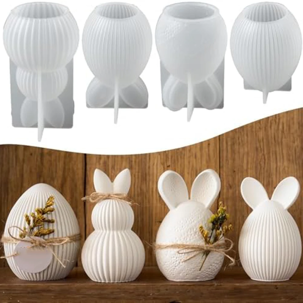 

Белые силиконовые формы для яиц в виде кроликов, универсальные формы для пасхального декора, безопасный для пищевых продуктов гибкий силиконовый материал