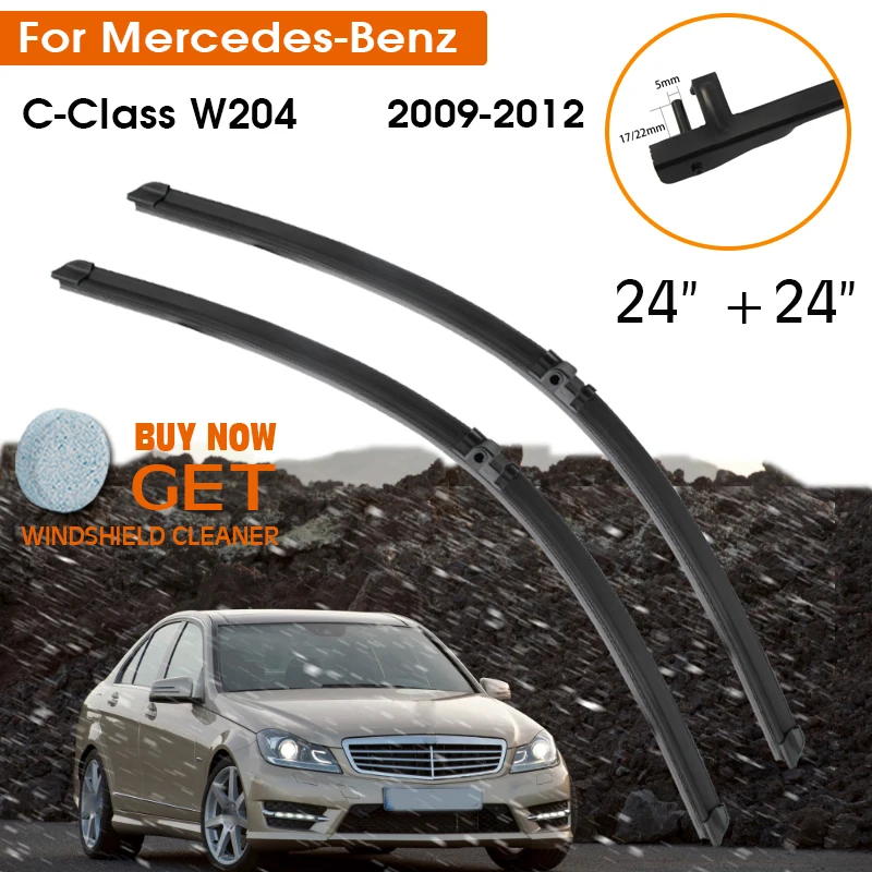 Car For Mercedes-Benz C-Class W204 2009-2012 Windshield Rubber Silicon Refill Front Window Wiper 24\