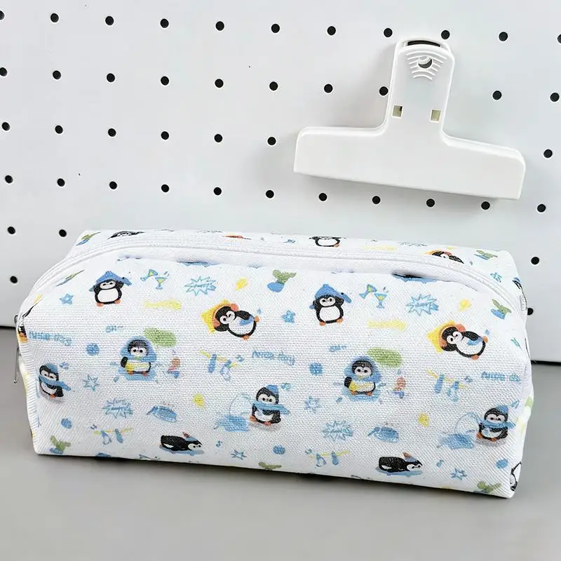 【B】Cute Animal Penguin Large Capacity Storage Pen Bag Student Stationery Makeup Bag Travel Organizer Bag Gifts