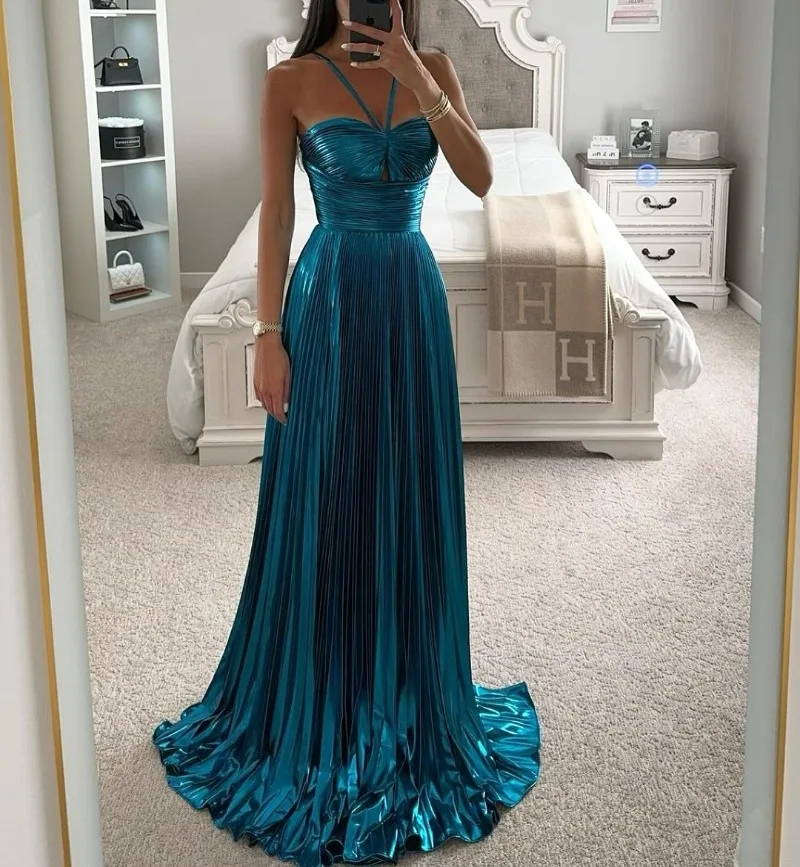 

New Elegant Halter Formal Party Dress 2024 Sleeveless Spring Cocktail Dresses for Women Chic Designed Evening Gown Vestidos