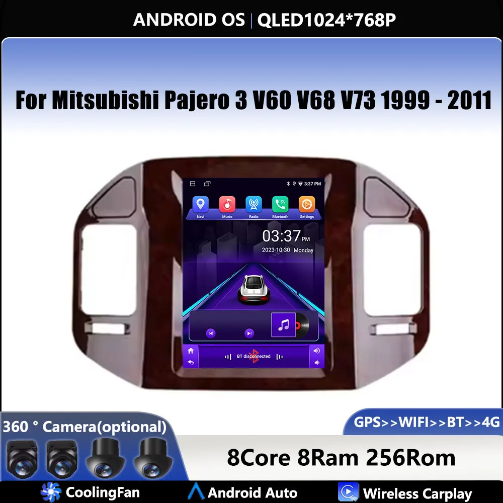 Para mitsubishi pajero 3 v60 v68 v73 1999 - 2011 carro android os carplay autu rádio navegação gps multimídia player de vídeo