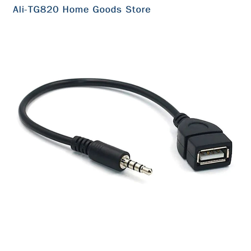 

[TG820]Car MP3 Player Converter 3.5 mm Male AUX Audio Jack Plug To USB 2.0 Female Converter Cable Cord Adapte