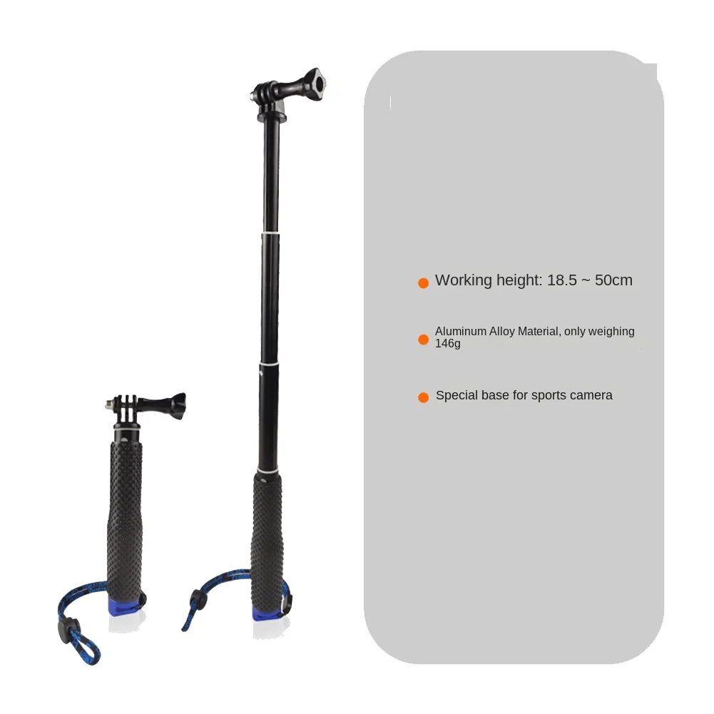 PQWN! 48cm Waterproof Handheld Underwater Sport Selfie Stick Extendable for Go Pro Hero 9 8 7 6 5 4 3 OSMO Action,Black