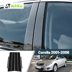 Glossy Black Carbon Fiber Window Door Deal B C Pillar Post Cover Sticker For Toyota Corolla 2001-2006 2002 2003 2004 2005
