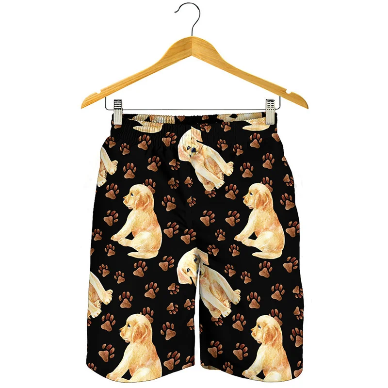 Golden Retriever Portrait 3D Print Beach Shorts Animal Dog Pattern Surf Board Shorts Cool Short Pants Men Summer Swimming Trunks