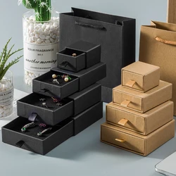 10pcs Creative Drawer Jewelry Packaging Box 8x8x2.5cm Necklace Earing Bracelet Travel Storage Organizer Display Paper Gift Boxes