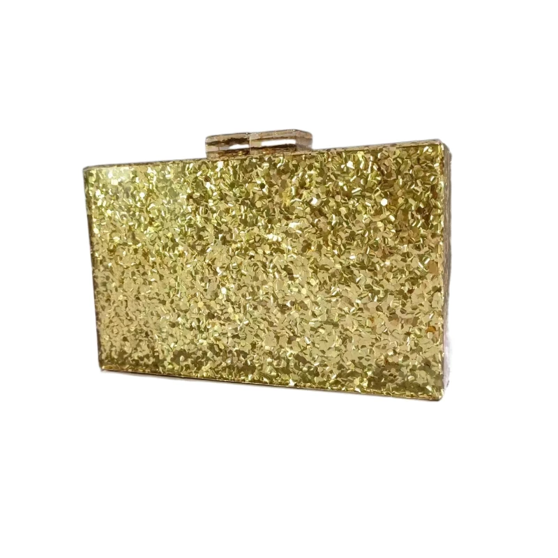 Cross-border Foreign Trade Ladies New Gold And Silver Sequins Acrylic Evening Bag One Shoulder Diagonal Wedding Banquet Clutch