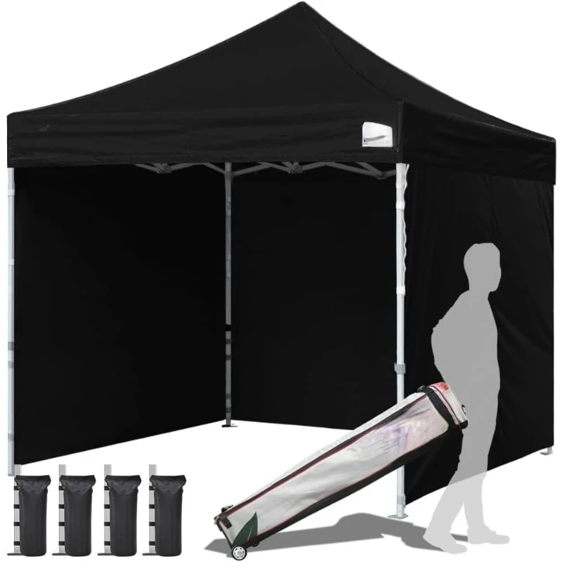 

USA 10'x10' Pop-up Canopy Tent Commercial Instant Canopies with 4 Removable Zipper End Side Walls and Roller Bag, Bonus 4