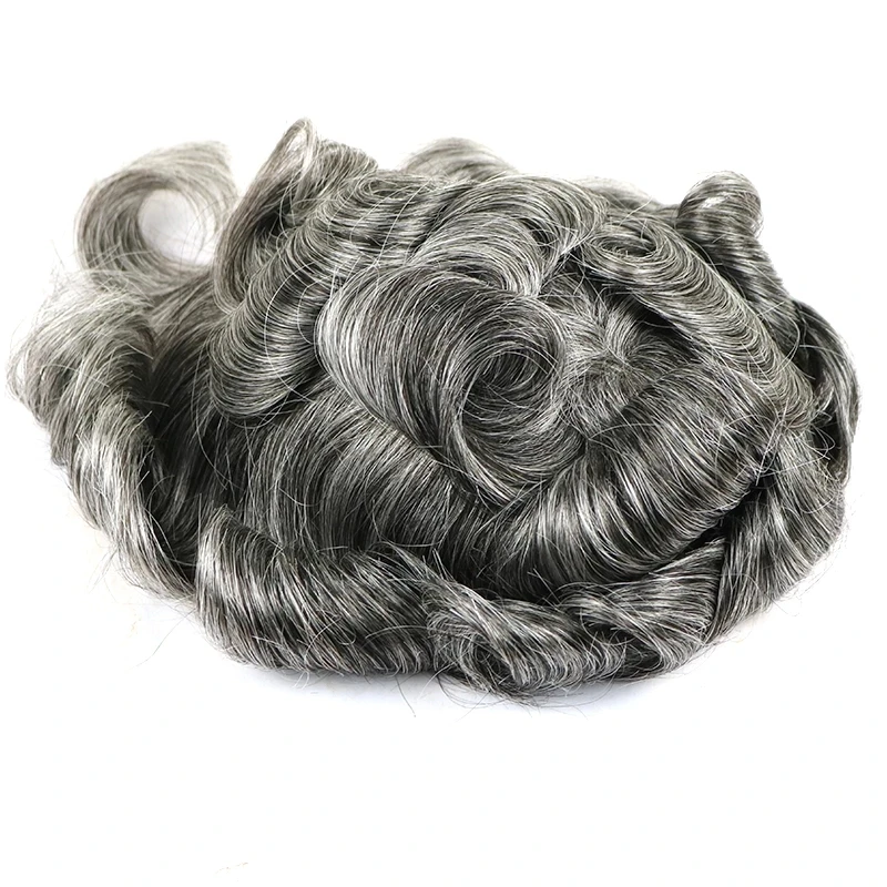 Old Men Virgin Human Hair 30mm Wave 1B65 1B80 Grey Hair Replacement System Prosthesis Undetectable Bond NPU Mono Base Man Toupee