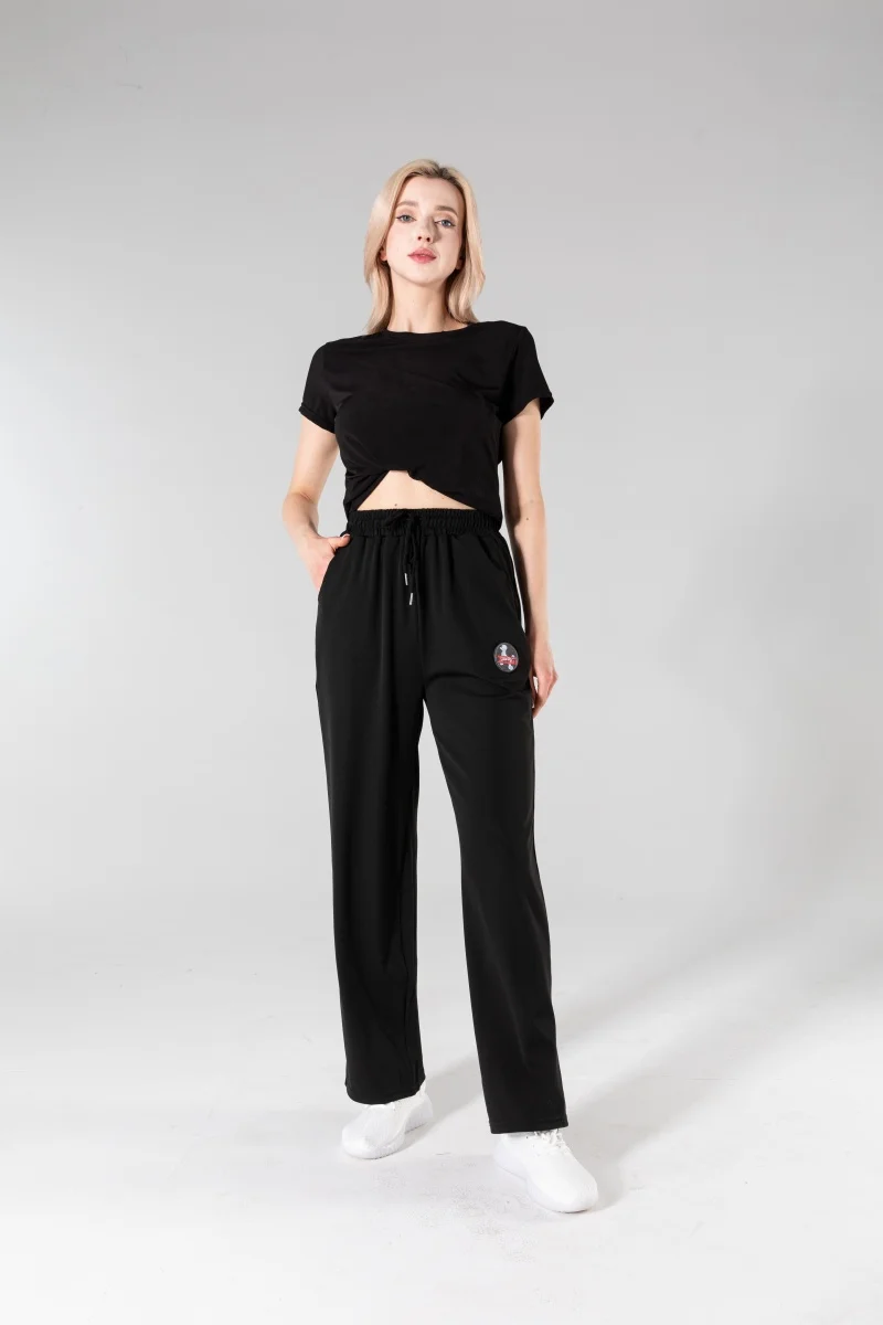 

Ladies' fashionable loose and slim casual wide leg pants with personalized pocket design