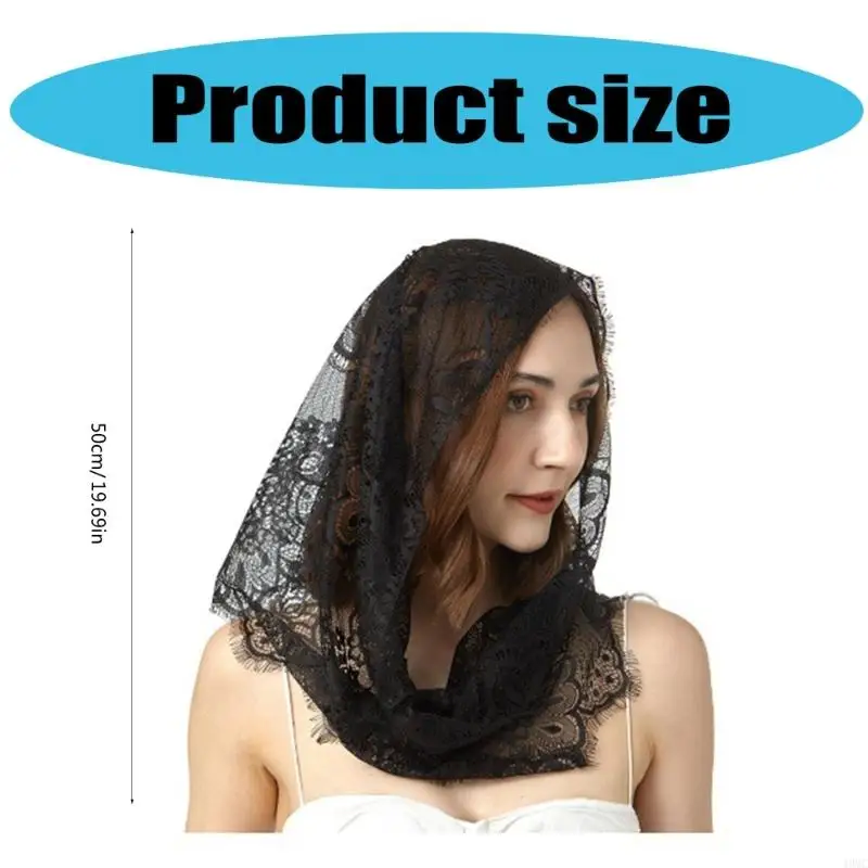 49MC Lace Veil for Traditional Wedding Party Church Bridal Veil Elegant Mantilla Veil