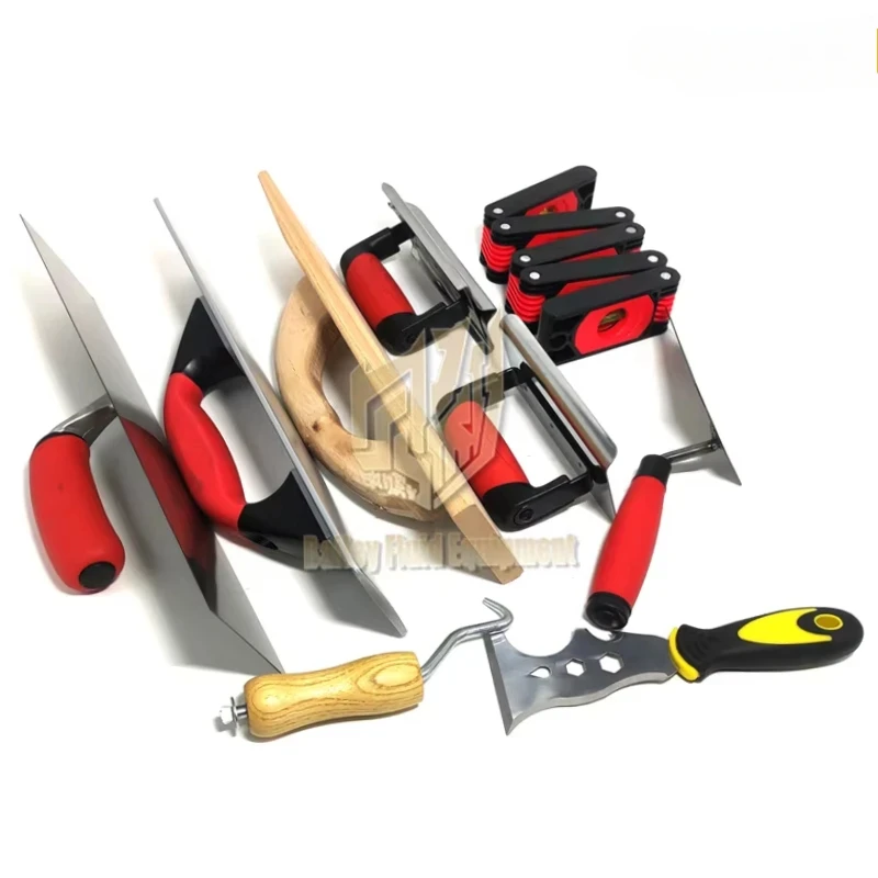 NEW Hot selling 10 Piece  Masonry Hand Tool Set Including Smoothing Trowel Measuring Trowel Grout Mill Edge Cutter Spirit level