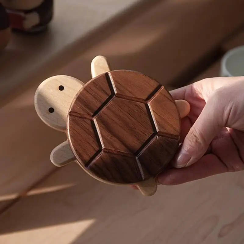 Cute TurtleShape Black Walnut Solid Wood Turtle Insulation Mat Kettle Tea Coaster Tableware Anti-scald Table Ornaments