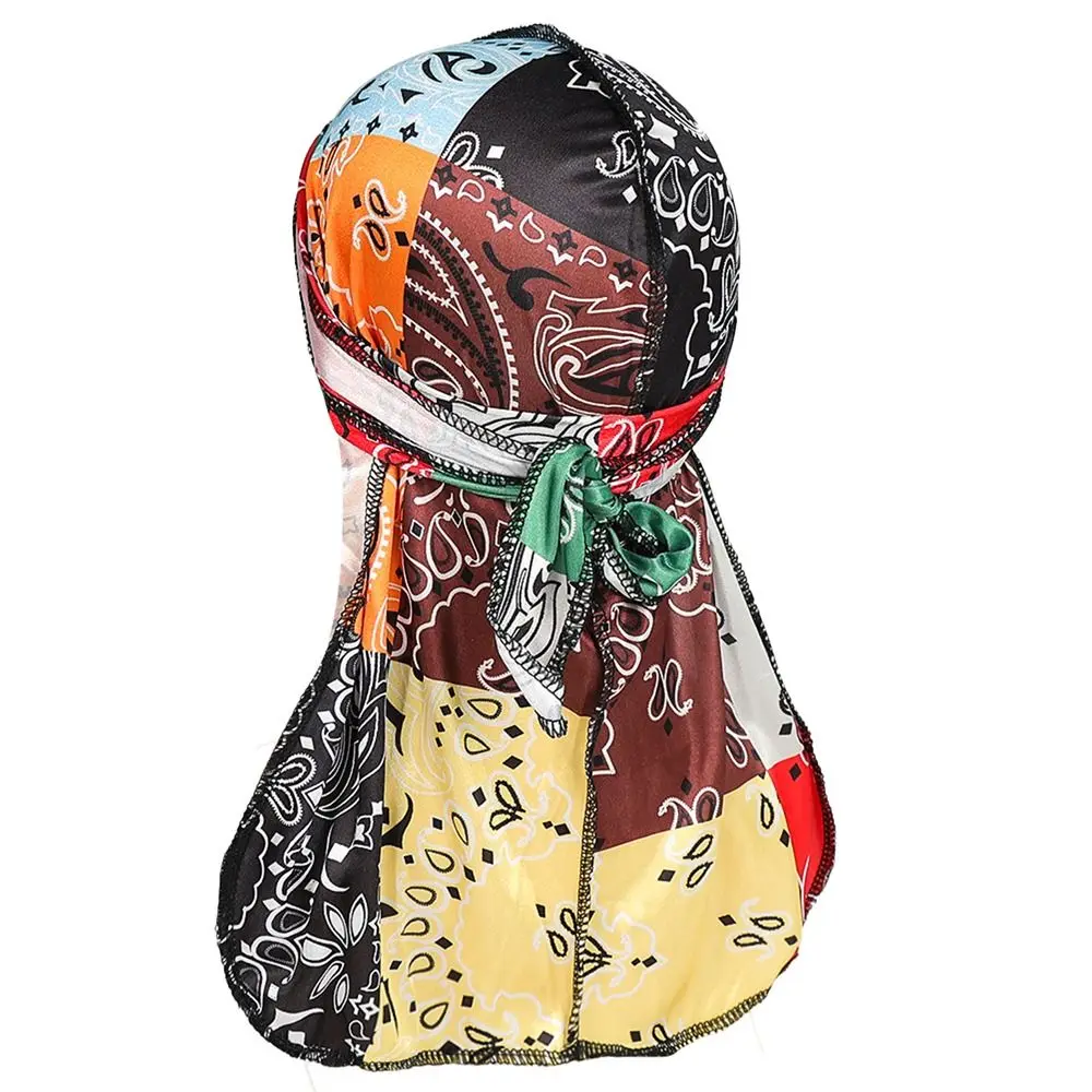 Cool Pre-Tied Silky Durag for Men Premium Adjustable Sport Bandana Printed Headwrap