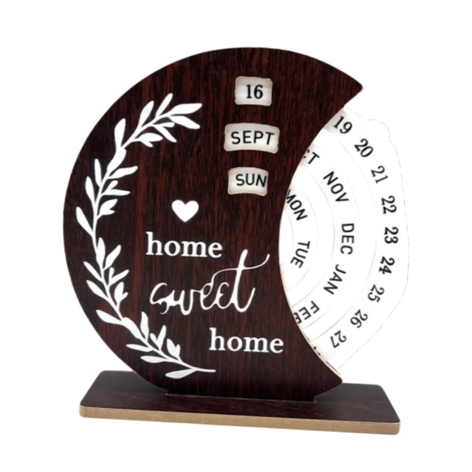 

Wooden Disc Perpetual Calendar Vintage Creative Rotatable Artwork Standing Calendar for Office Table Cafe Home New Year Gift