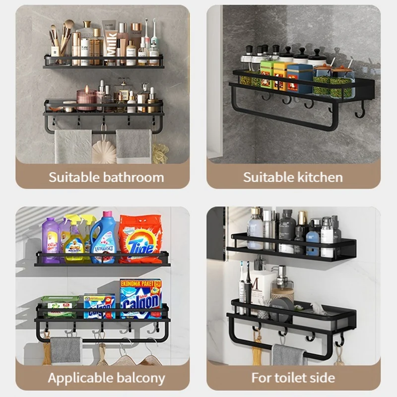 Bathroom rack bathroom shelf toilet space aluminum no drill hanging rack bathroom organizer hang on the wall