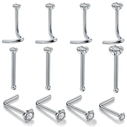 WKOUD 1PC 20G 1.5/2/2.5/3mm Zircon Gem Bone Nose Stud Piercing Earring Pure Color Nose Ring Prong CZ Nose Piercings Jewelry 20g