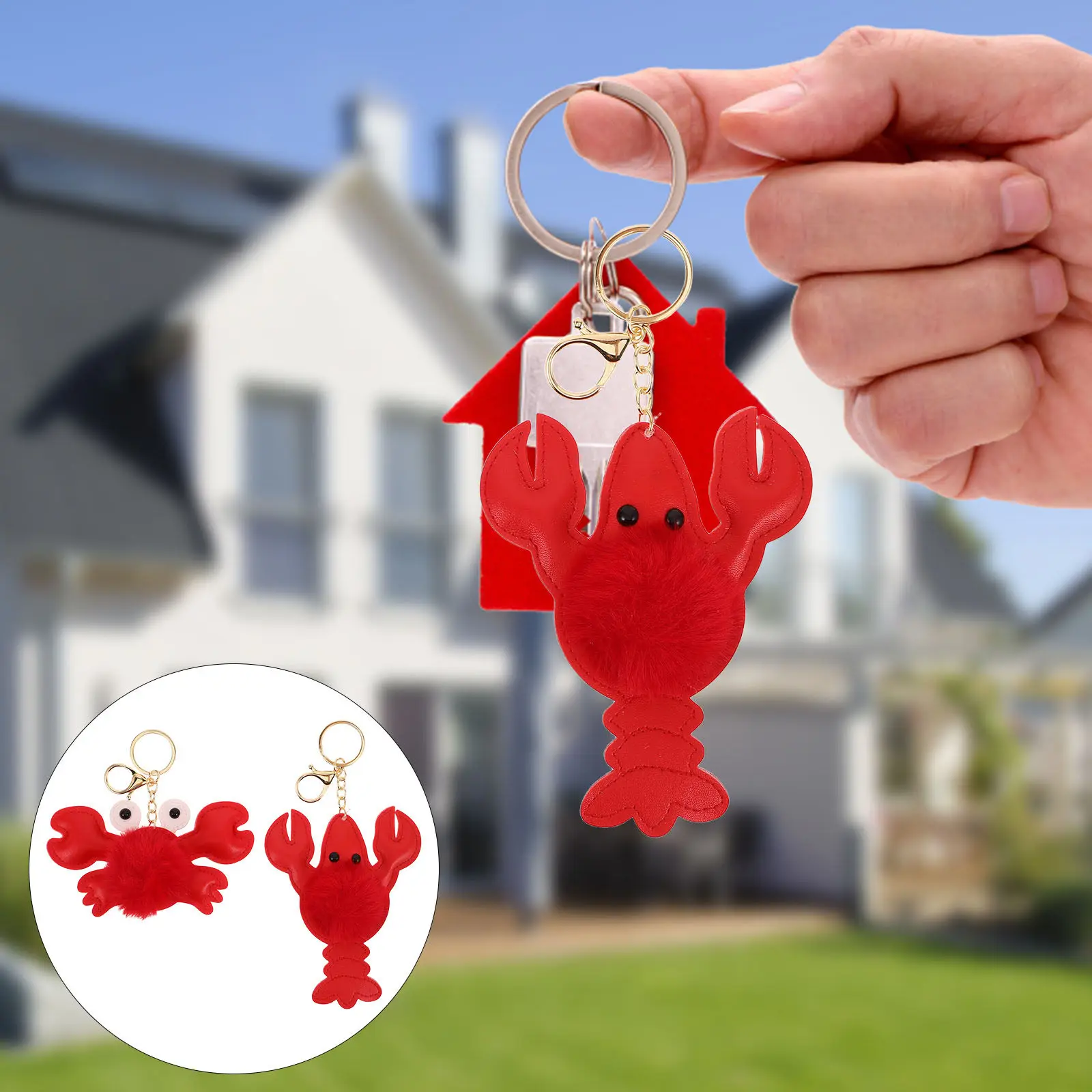 2 stuks kreeft krab sleutelhanger rode zachte gevulde tas hanger auto charme rugzak accessoire schattig oceaandier hangend decor