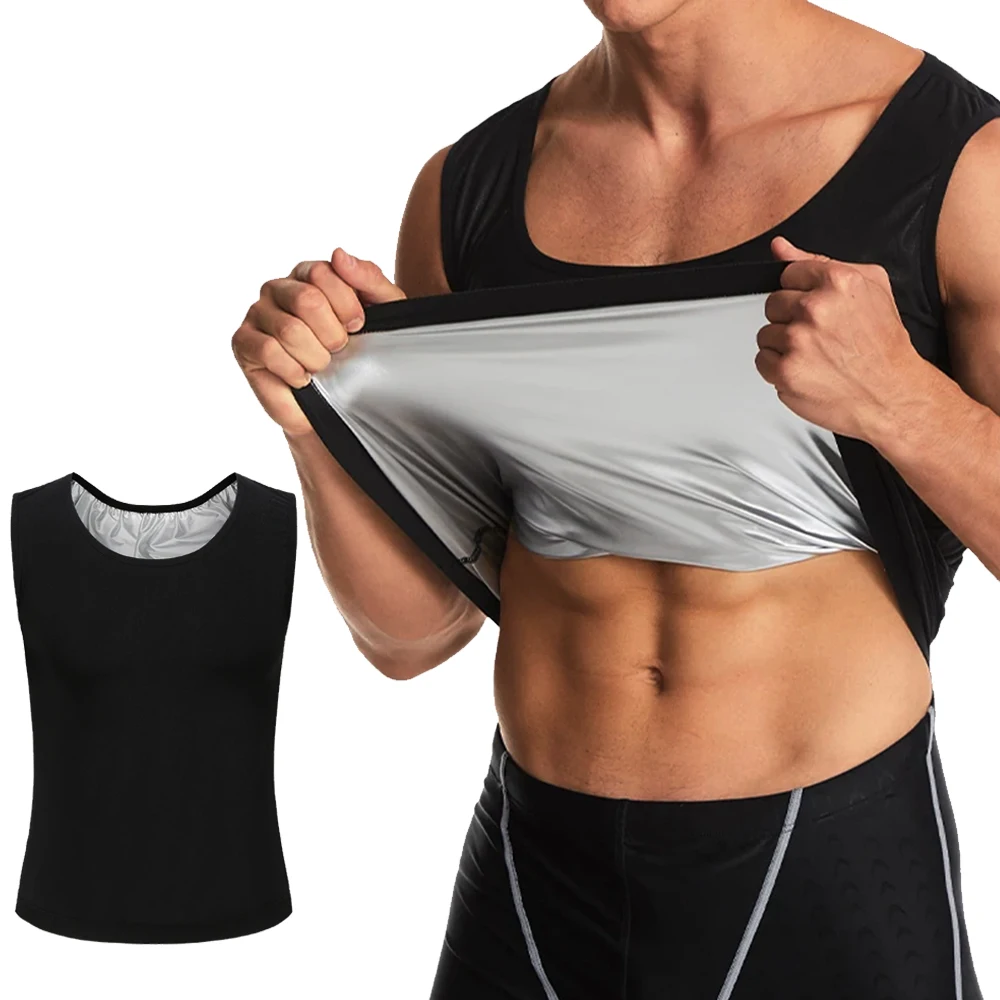 Men Sauna Sweat Vest Shapewear Hot Thermal Burning Fat Tops Waist Trainer Slimming Workout Weight Loss Body Shaper Exercise Suit