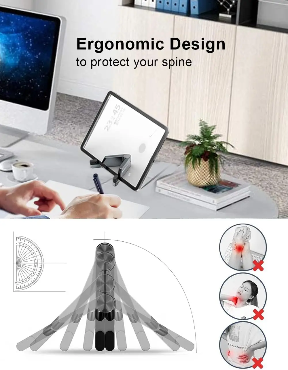 Foldable Aluminum Cell Phone Stand - Portable Desktop Holder for IPhone/Smartphones, for Desk/Travel view 2