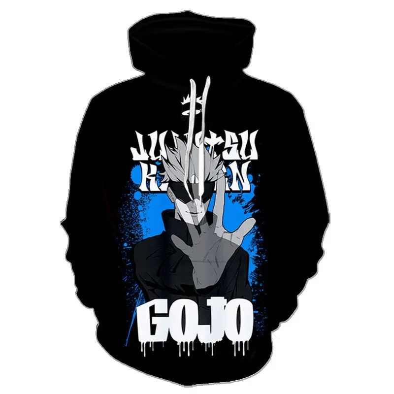 

2024AutumnWinter Men's Sweatshirt 3D Printed Anime Spell Battle Back Sports Loose Harajuku Large Hooded Sweatshirt Fashion Trend