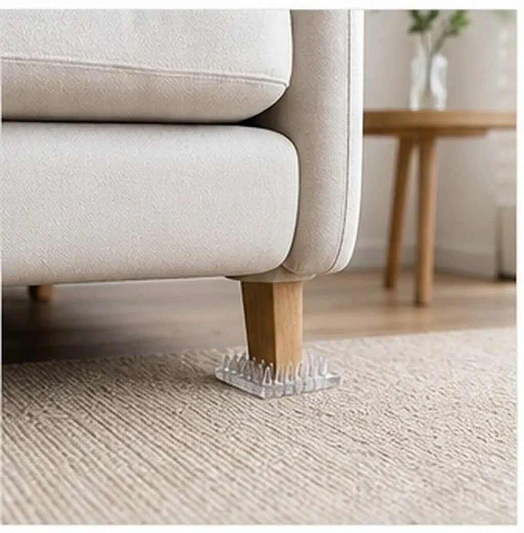 6Pcs Clear Square Furniture Pads Anti-Slip Carpet Protectors Transparent Spiked Legs Protect Sofa Chair Table Couch Stopper
