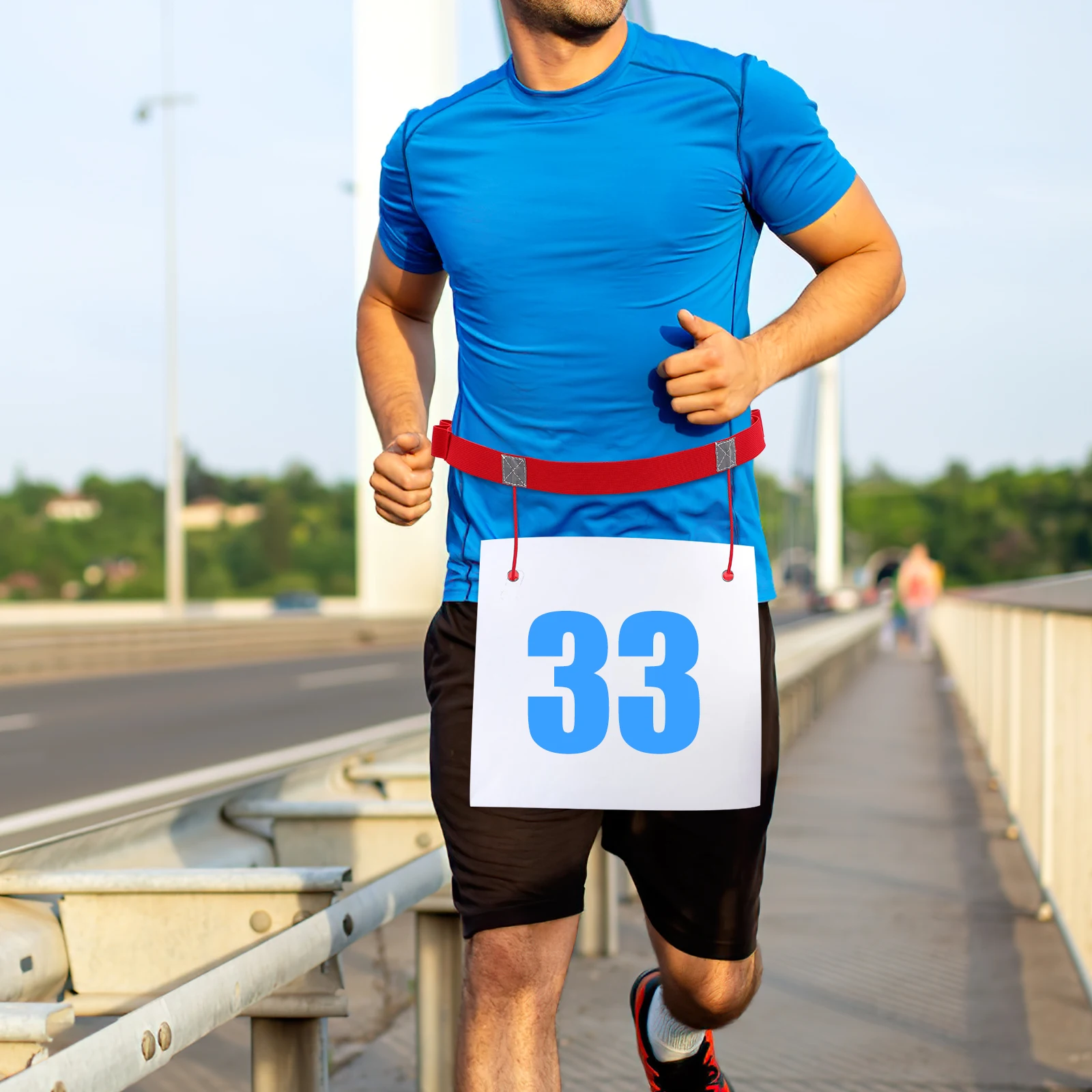 

2Pcs Reflective Race Number Belt Adjustable Safety Gear Lightweight Ultra Elastic Running Bib Holder for