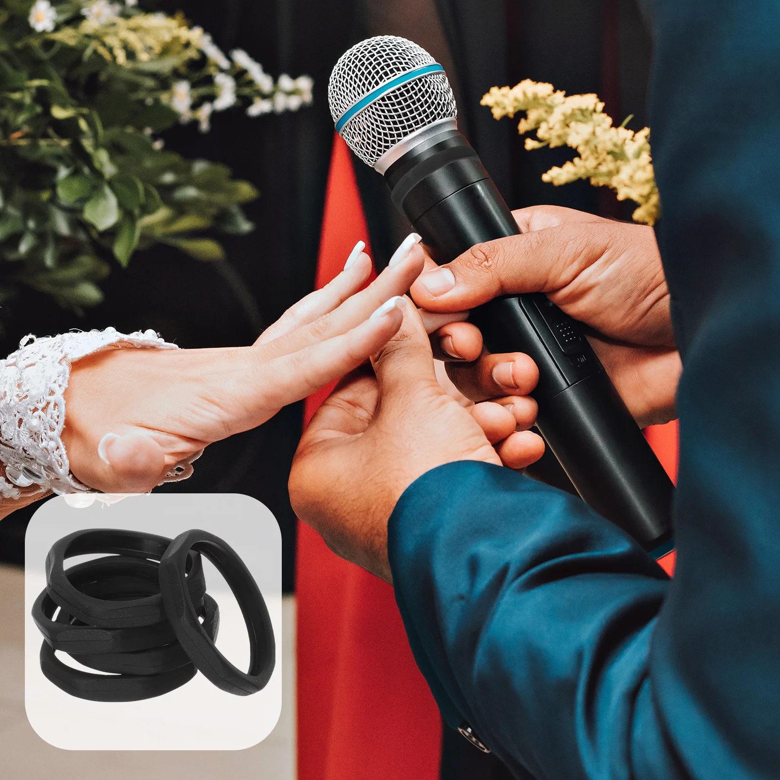 

5pcs Microphone Anti-roll Rings Plastic Non-slip Protective Holder Mic Accessories Suitable KTV Party Family Singing Conference