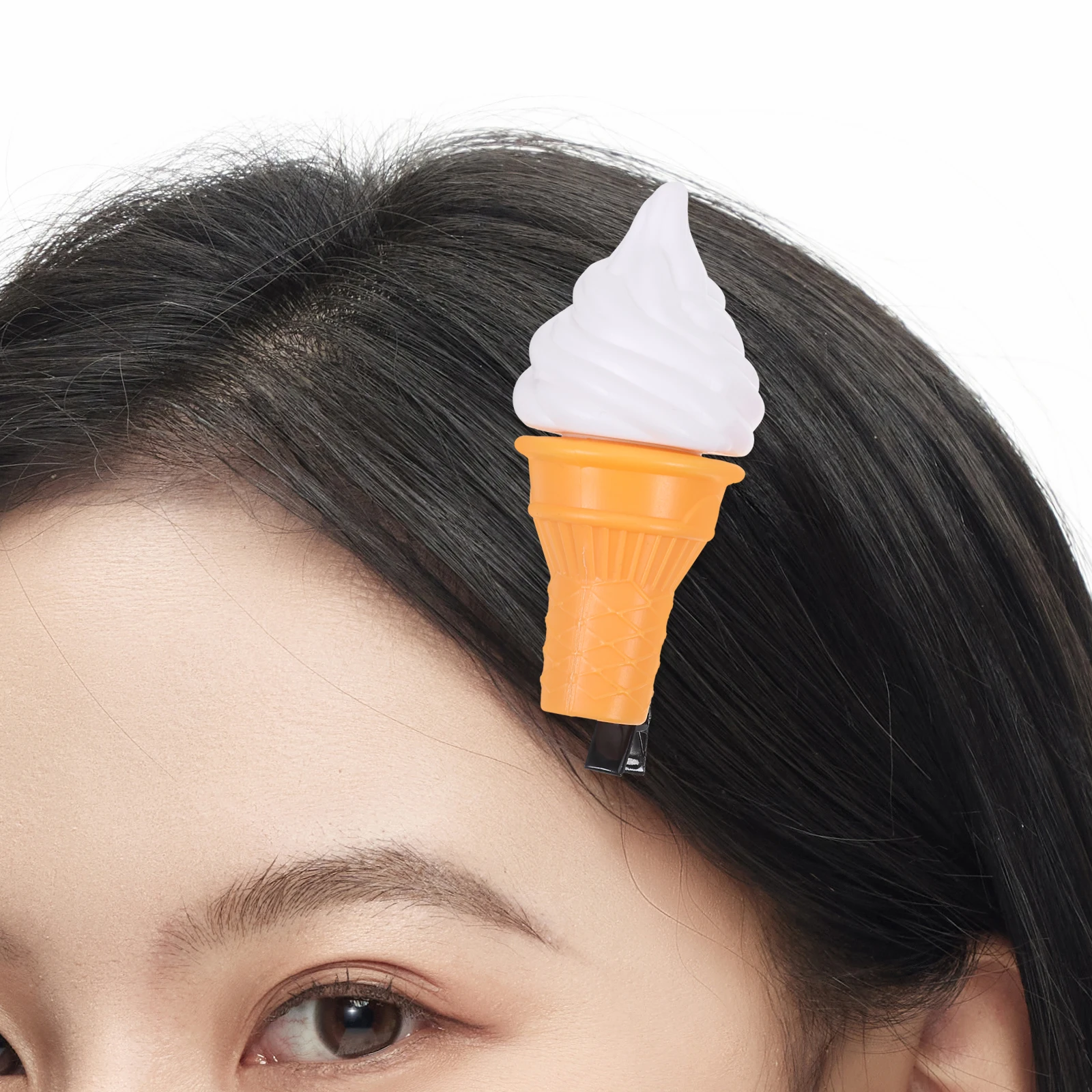 

4 Pcs Ice Cream Hairpin Girls Decorative Strawberry Waffle Cone Clips Cartoon Accessories Summer Hairstyle Practical Matching