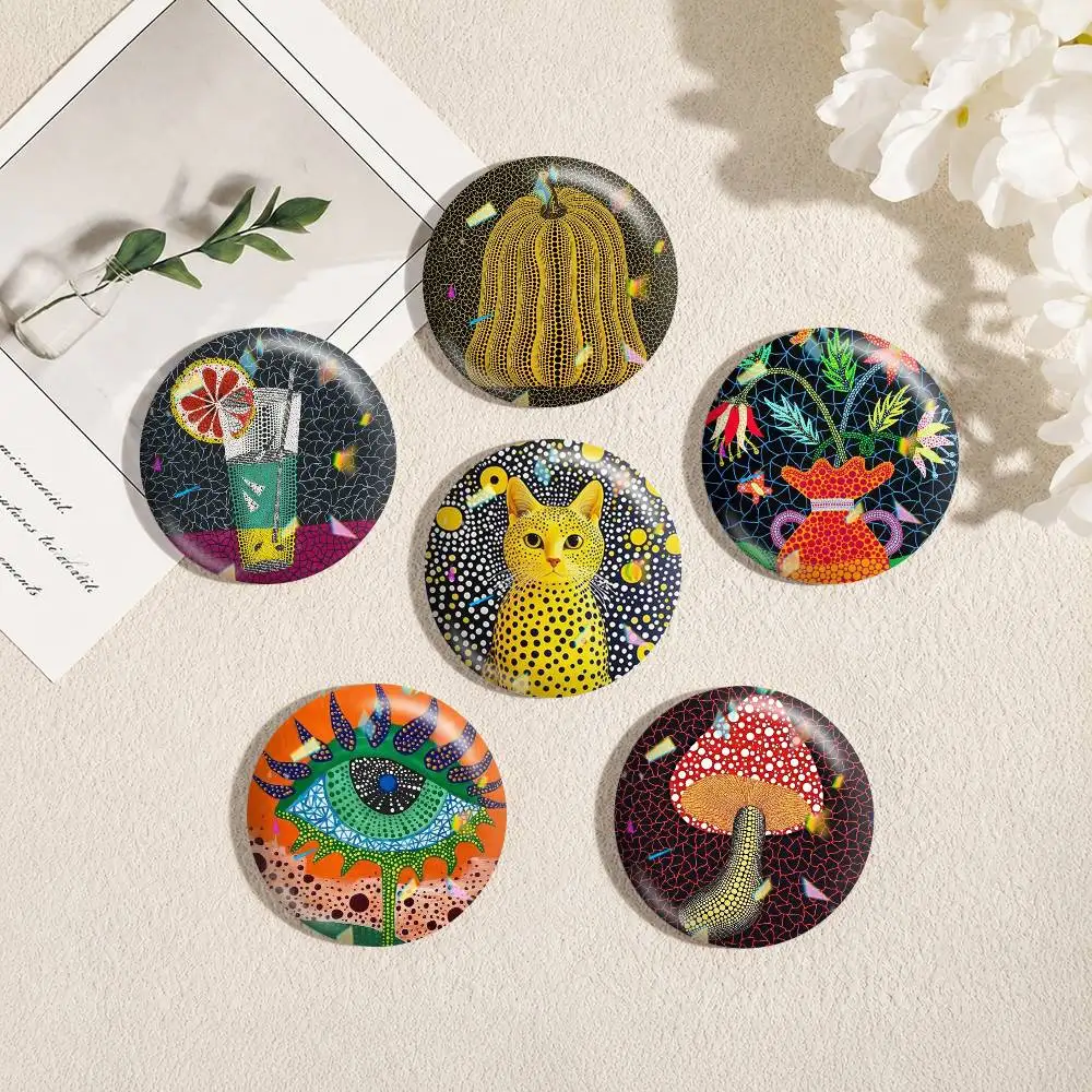 Y-Yayoi Art K-Kusama 25 32 44 58 75mm Badges Personalized Round Brooches Pins Accessory Gift