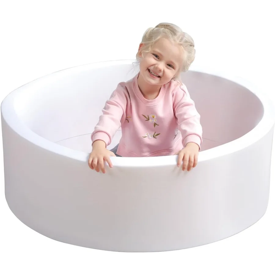 Poço de bola de espuma de memória macia, esponja redonda interna (sem bolas) para crianças pequenas - branco, 90 cm