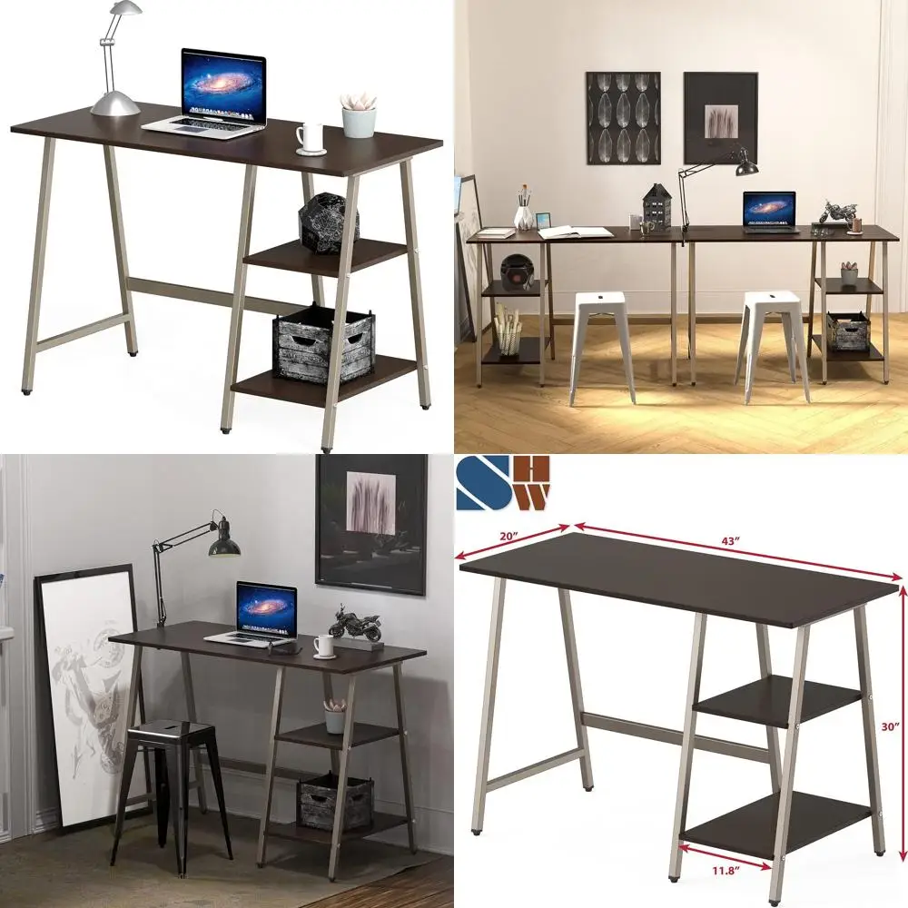 

43 Office Trestle Desk with Open Storage Shelves