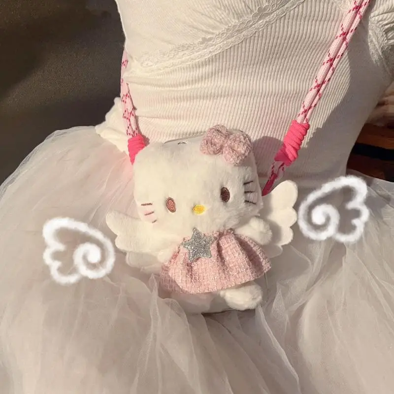 Sanrio Phone Hello Kitty Back Clip Cross-Body Rope Cute Girls Kawaii Iphone15 peluche bambole Cartoon Bracket Hello Kitty Gifts