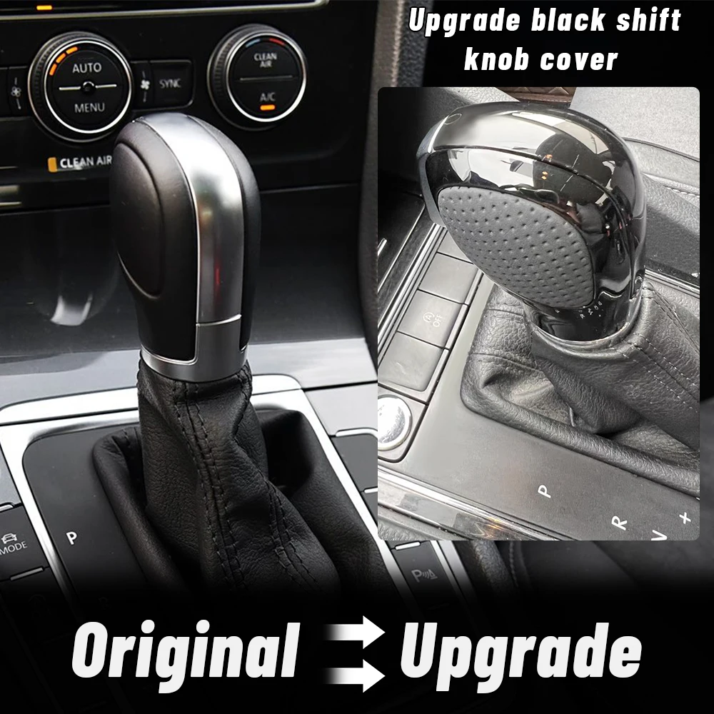 Cubierta de perilla de palanca de cambios de cuero negro, tapa de palanca de cambios DSG para VW Golf GTI Passat B7 B8 CC R20 Tiguan Jetta Polo Scirocco, accesorios para coche