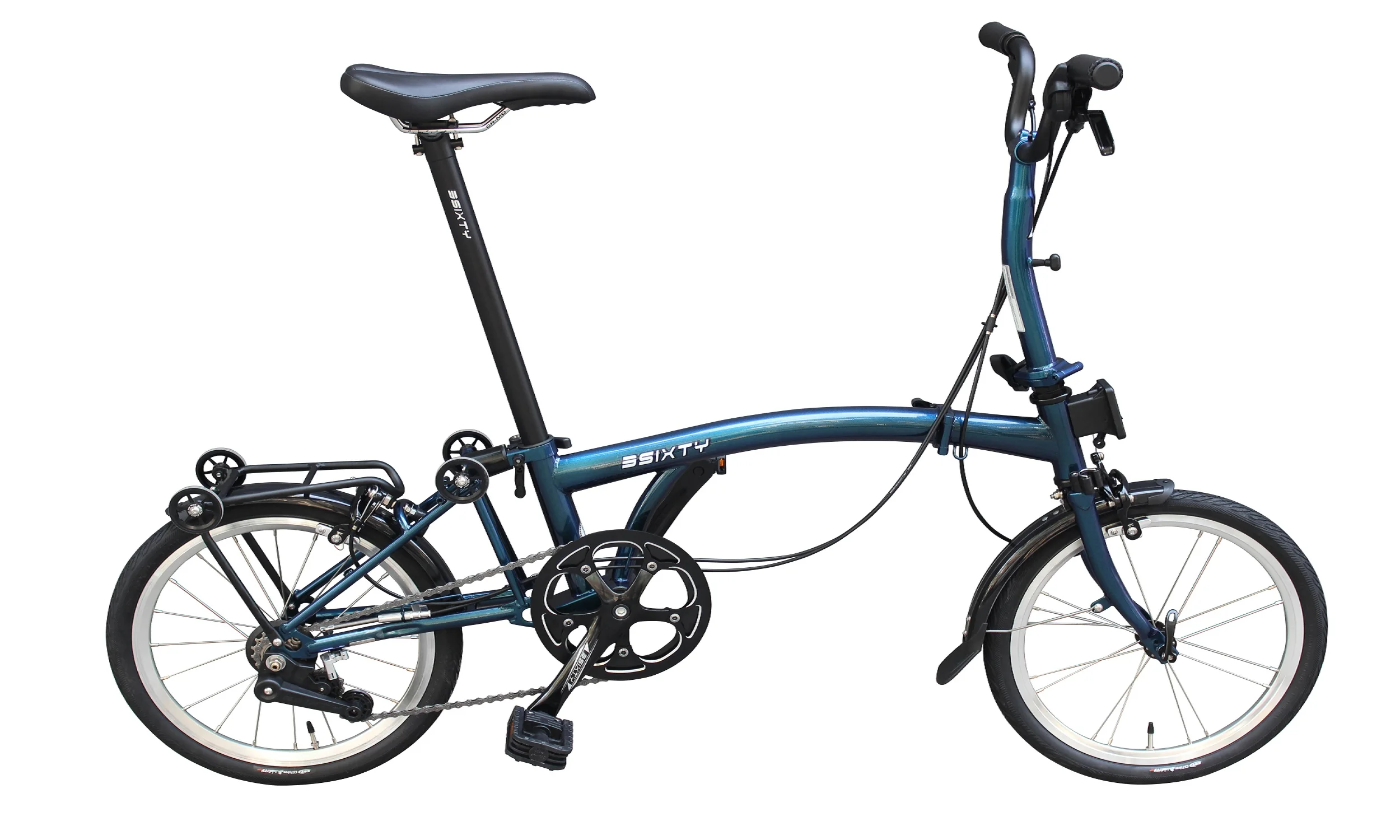 3SIXTY Foldng Bicycle External 3speed M/S/Y-bar G3 Chameleon Blue Folding Bikes Double V  Brakes Bike Triple Folding