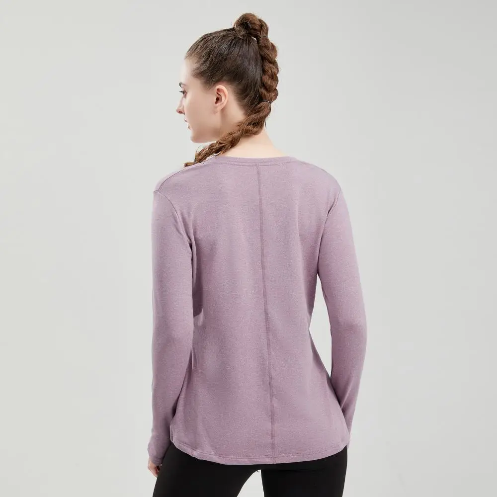 Women Long Sleeve Sports T-Shirt with Thumb Hole Winter Home Exercise Training Yoga Pilates Top Shirts Quick Dry Fit Undershirt