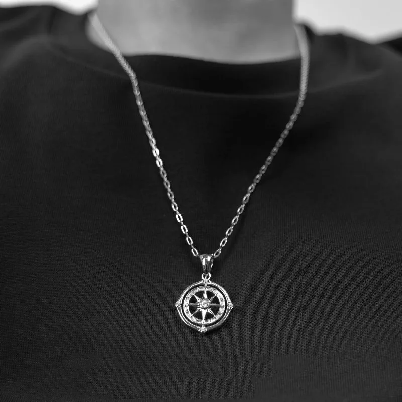 Rotating Octagram Compass Pendant Unisex Instagram Couple Street Style Adjustable Minimalist European American Jewelry Gift