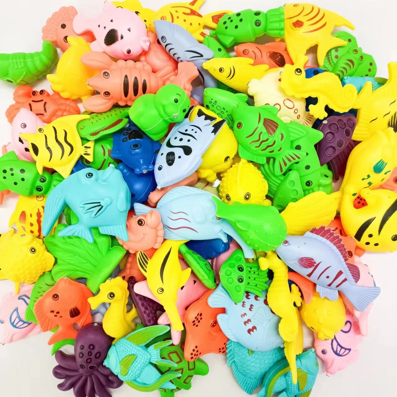 Kinder-Angelspielzeug, magnetisch, groß, gefälschter Fischstand, Puzzle, Wasserspaß, Angelspiel, künstliche Fischrute, Poolnetz, zufällige Farbe