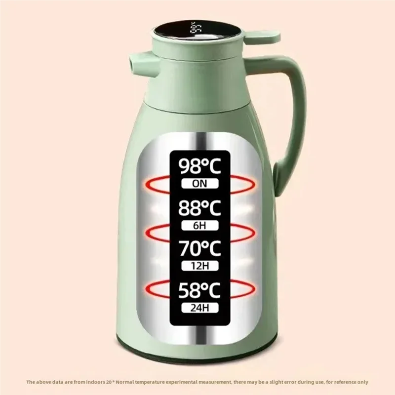 

ABKO-Vacuum Flasks Kitchen Thermal Kettle Household Digital Display Coffee,Thermos Glass Liner Large Capacity Water Bottle White