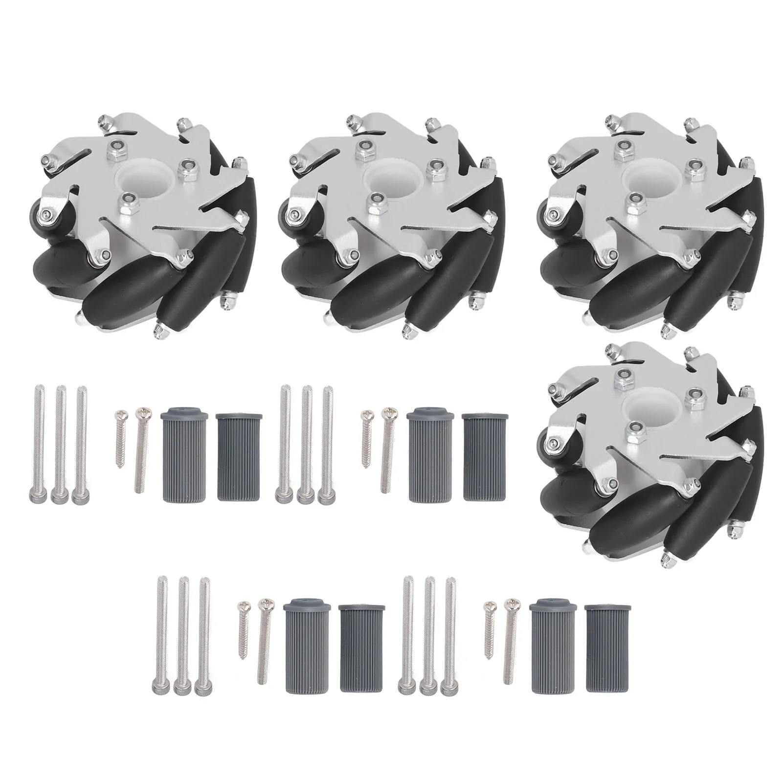 4Pcs 60mm Omni Directional Wheel Aluminium Smart RC Robot Left Right DIY Wheel Components with Rubber Roller
