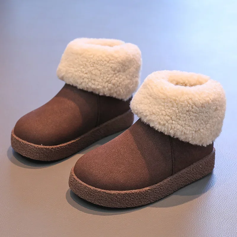 Girl Snow Boots New Trend Versatile Children's Winter Boots Thickened Warm Outdoor Kids Causal Fashion Ankle Cotton Boots Zipper