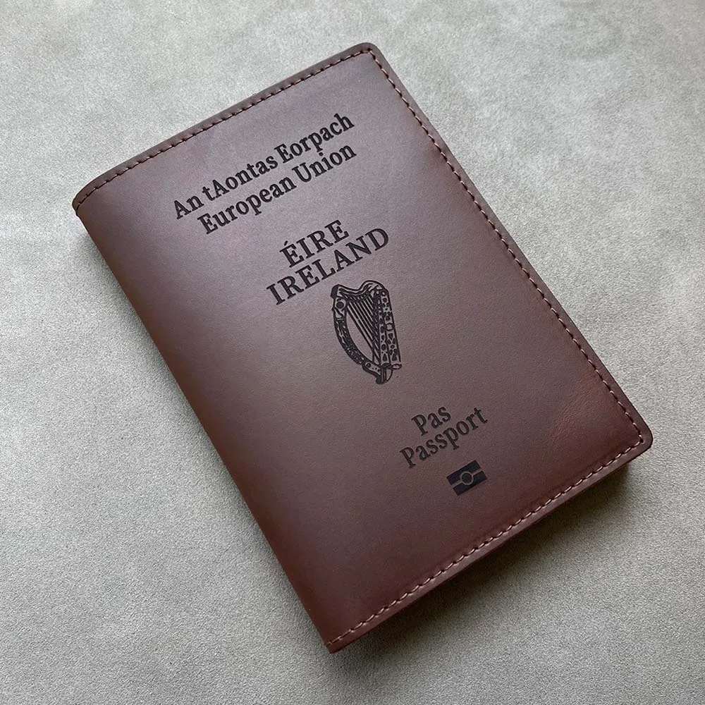 

Personalised Leather Irish Passport Cover Vintage Genuine Leather Ireland Passport Holder Personalised