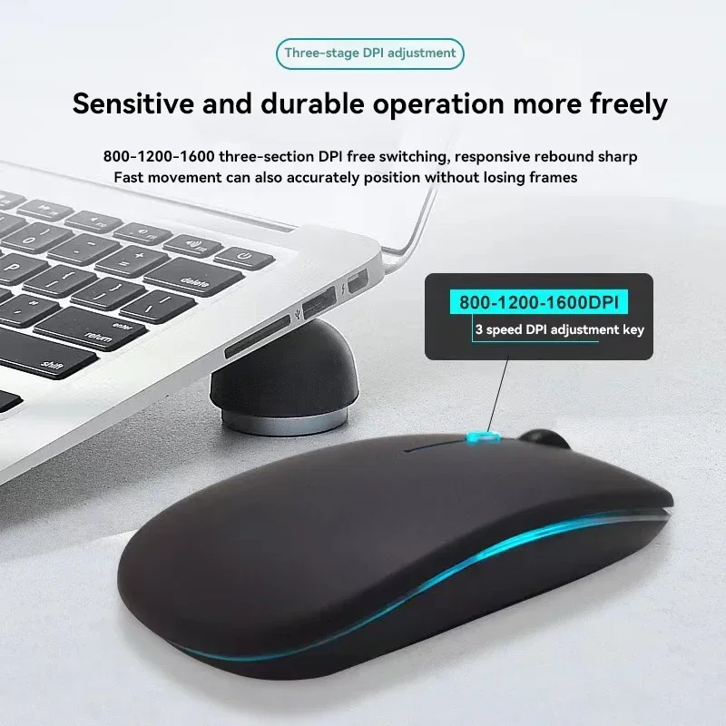 Lenovo Wireless USB Charging 2.4GHz Wireless Quiet Mouse Bluetooth 5.2 1600DPI Portable Gaming Mouse for Tablet Phone Computer