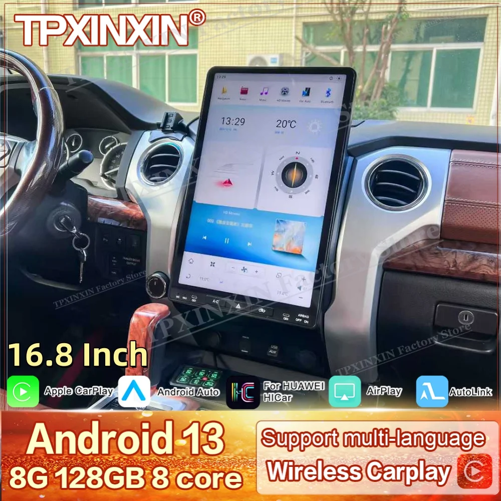 

16,8-дюймовое радио Qualcomm Android для Toyota Tundra 2014 ~ 2020, мультимедийная GPS-навигация, стереосистема, автомобильная интеллектуальная система, головное устройство