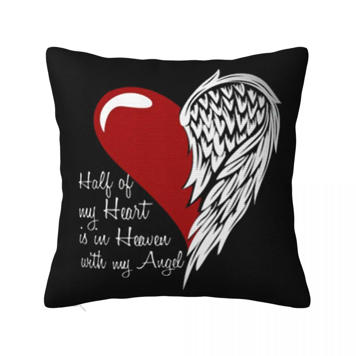 Half Of My Heart Is In Heaven With My Angel Wings Gift Pure Logo Science Pure Designing Geek Pillow Case