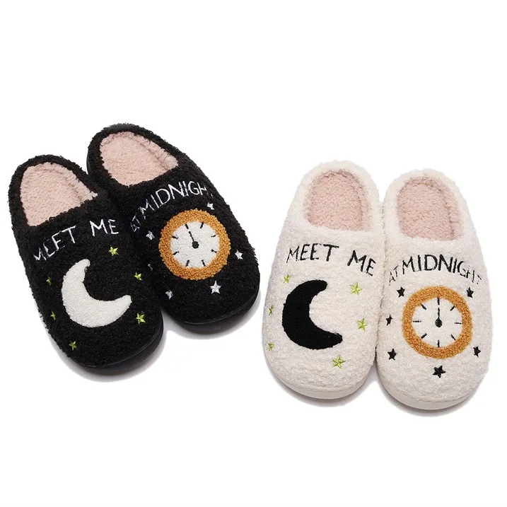 Moon & Time Slippers Ladies Warm Furry Home House Cute Bedroom Pantoufle Women Men Slippers Comfortable Cozy Comfy Slides